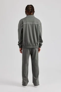 CLO-SET Piping Zip Through Tracksuit - Grey