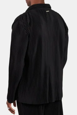 CLO-TOP-OUT Pleated Collared Jacket - Black