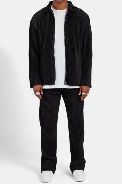 CLO-TOP-OUT Pleated Collared Jacket - Black