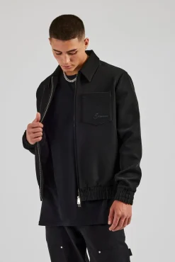 CLO-TOP-OUT Pocket Twill Harrington Jacket - Black