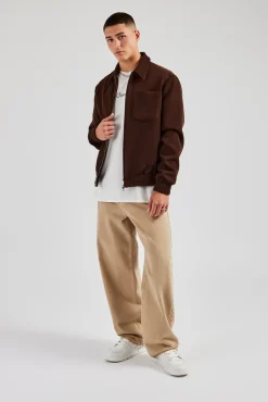 CLO-TOP-OUT Pocket Twill Harrington Jacket - Chocolate