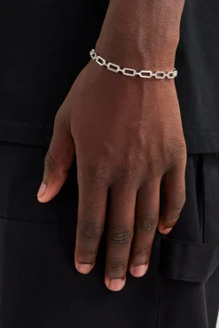 JWL-BRA Polished & Iced Connecting Link Bracelet - 8mm