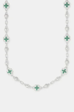 JWL-CHN Polished & Iced Link Green Motif Chain - 10mm