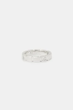 JWL-RNG Polished & Iced Square Band Ring - 5mm
