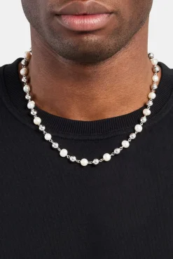 JWL-NECK-PRL Polished Ball & Freshwater Pearl Necklace
