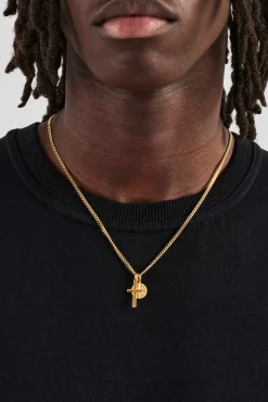 JWL-NECK Polished Cross & Compass Layered Necklace - 15mm - Gold