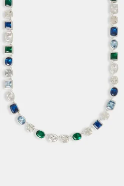 JWL-CHN Polished Edge Gemstone & Cross Chain - 8mm
