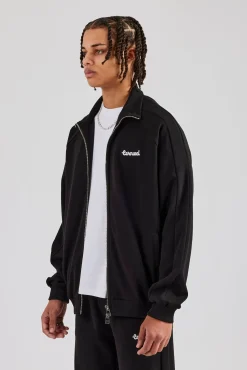 CLO-TOP-OUT Raglan Embroidered Track Jacket - Black