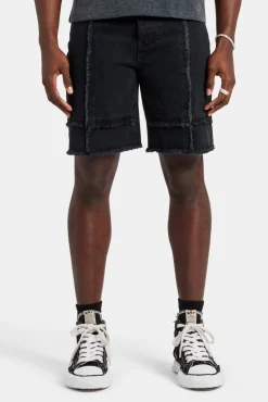 CLO-BOT-DEN Raw Edge Denim Short - Washed Black