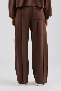 Women CLO-BOT-TRO Raw Edge Waistband Jogger - Chocolate
