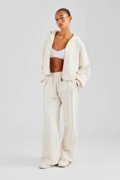 Women CLO-BOT-TRO Raw Edge Waistband Jogger - Off White