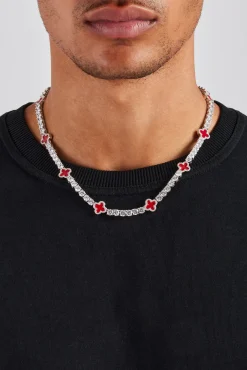 JWL-CHN Red Motif Tennis Chain - 5mm
