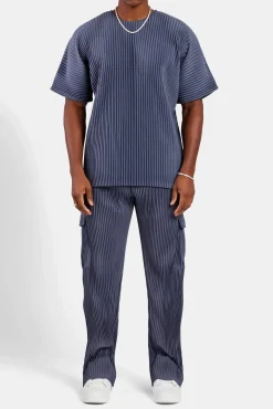 CLO-BOT-TRO Relaxed Pleated Cargo Trouser - Dusty Blue