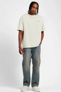 CLO-BOT-DEN Relaxed Rhinestone Pocket Detail Jeans  - Antique Wash