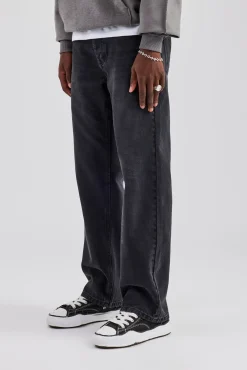CLO-BOT-DEN Relaxed Rhinestone Pocket Detail Jeans  - True Black