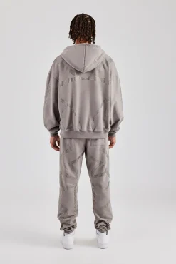 CLO-SET Rhinestone Cross Zip Through Tracksuit - Charcoal