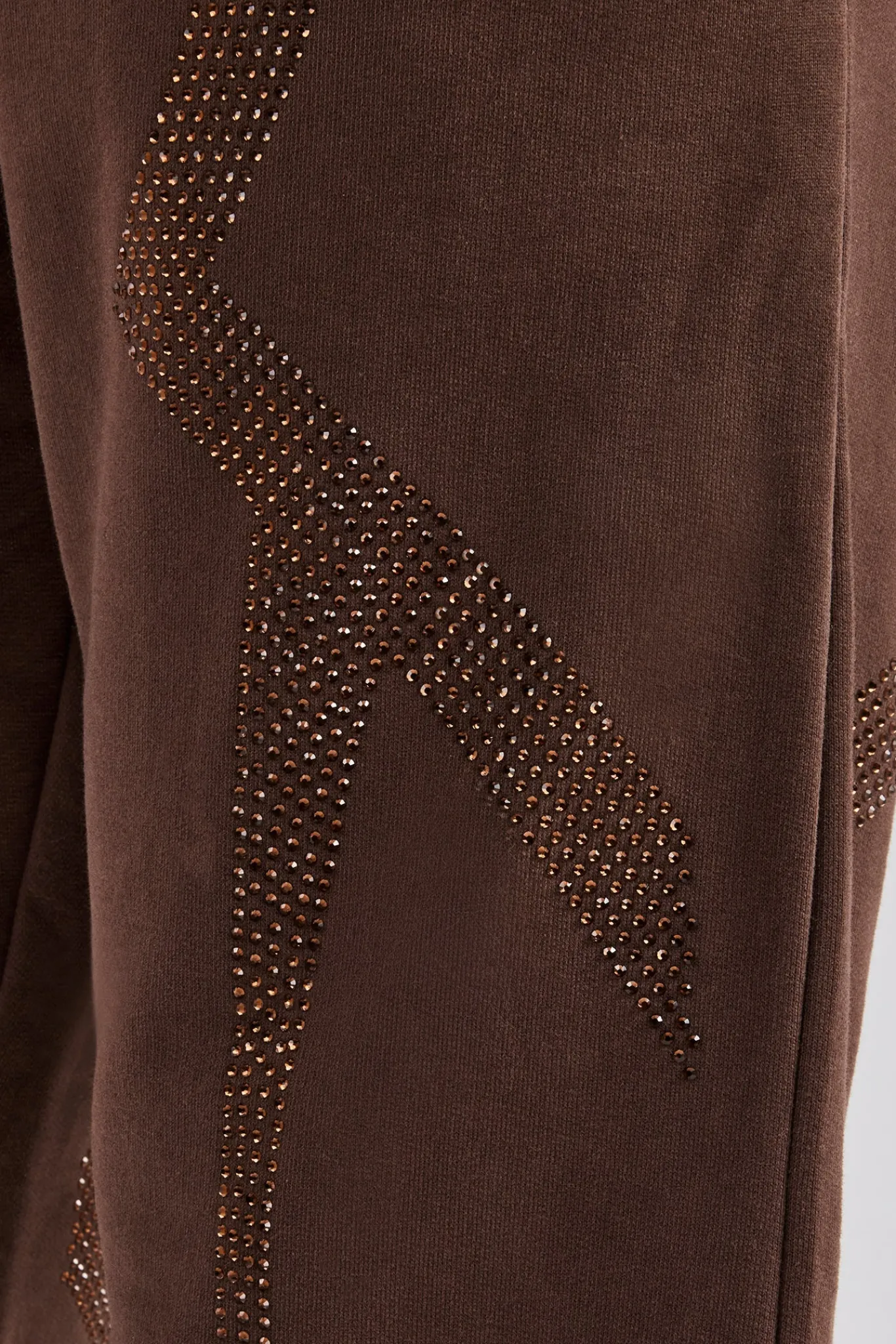 CLO-BOT-TRO Rhinestone Diamond Cuffed Jogger - Chocolate