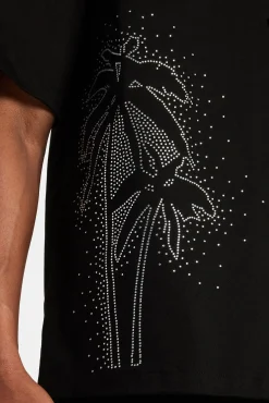 CLO-TOP-SHIR Rhinestone Palm Shirt - Black