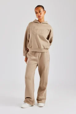 Women CLO-SET Rope Embroidery Tracksuit - Taupe