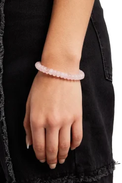 Women JWL-BRA-PRL Rose Quartz Bead Bracelet - White 8mm