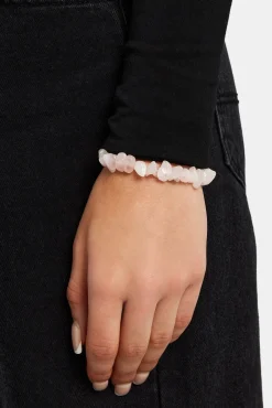 Women JWL-BRA Rose Quartz Shard Bead Bracelet - White