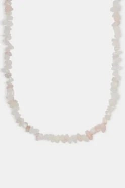 Women JWL-NECK Rose Quartz Shard Bead Necklace - White