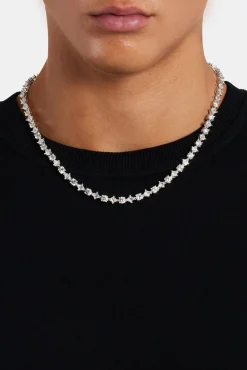 JWL-CHN Round & Diamond Cluster Tennis Chain - 6mm