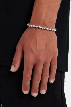 JWL-BRA Round & Diamond Cluster Tennis Bracelet - 6mm