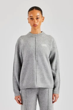 Women CLO-TOP-HS-SWE-KTW Seam Detail Knitted Sweatshirt - Grey