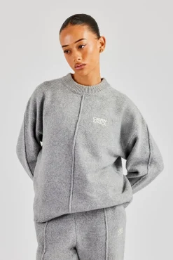 Women CLO-TOP-HS-SWE-KTW Seam Detail Knitted Sweatshirt - Grey