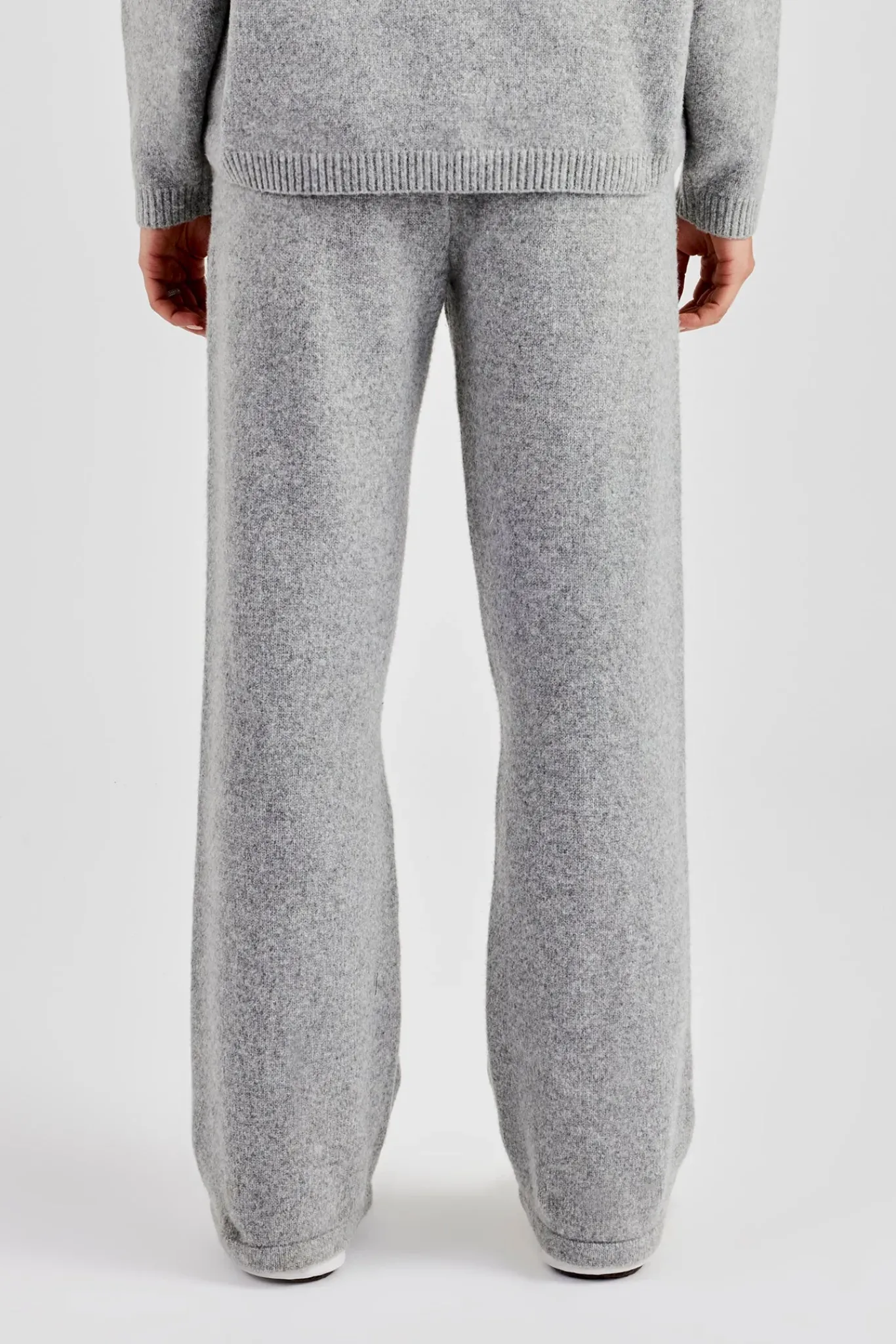 Women CLO-BOT-TRO-KTW Seam Detail Knitted Wide Leg Jogger - Grey