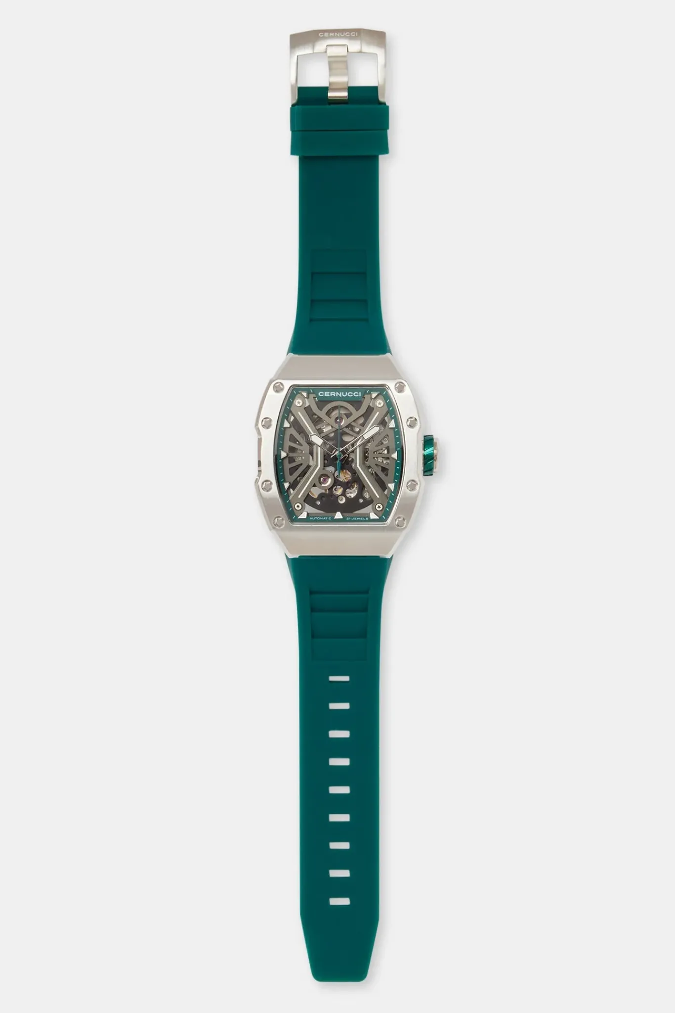 JWL-ACC-WAT Skeleton Rubber Strap Watch - Green