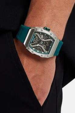 JWL-ACC-WAT Skeleton Rubber Strap Watch - Green