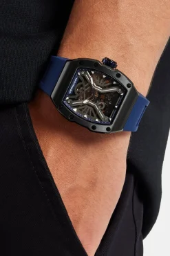 JWL-ACC-WAT Skeleton Rubber Strap Watch - Navy