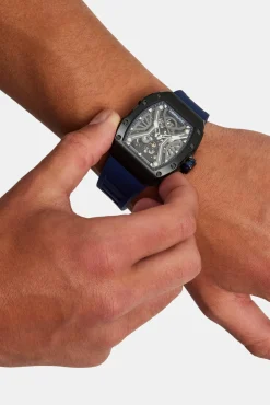 JWL-ACC-WAT Skeleton Rubber Strap Watch - Navy