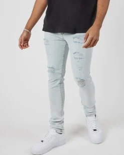 CLO-BOT-DEN Skinny Ripped Jeans - Ice Blue