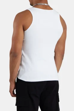 CLO-TOP-TEE Slim Fit Embroidered Vest - White