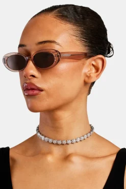 Women CLO-ACC Slim Oval Acetate Sunglasses  - Transparent Blush