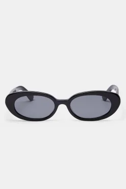 Women CLO-ACC Slim Oval Acetate Sunglasses  - Black