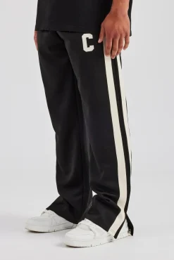 CLO-BOT-TRO Split Hem Double Panel C Track Pant - Black