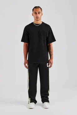 CLO-BOT-TRO Split Hem Double Panel C Track Pant - Black