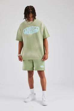 CLO-BOT Spray Washed Paraiso Jersey Short - Washed Green