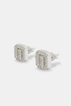 JWL-EAR Square Baguette Cluster Stud Earrings - 10mm