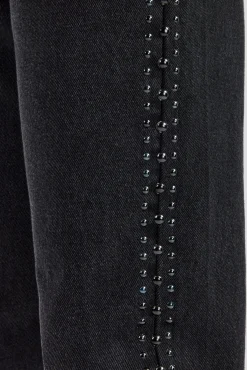 CLO-BOT-DEN Stacked Leg Studded Denim Jean