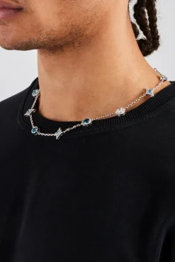JWL-CHN Star Motif Gemstone Rolo Chain - 10mm