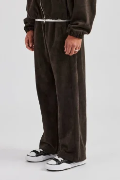 CLO-BOT-TRO Suede Straight Leg Jogger - Charcoal