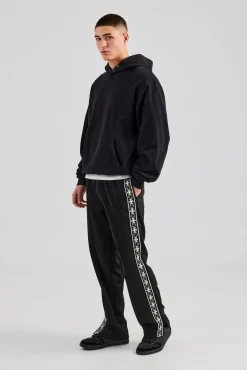 CLO-BOT-TRO Taping Split Hem Track Pant - Black