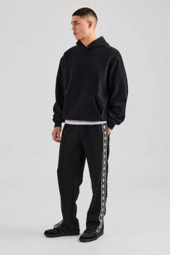 CLO-BOT-TRO Taping Split Hem Track Pant - Black