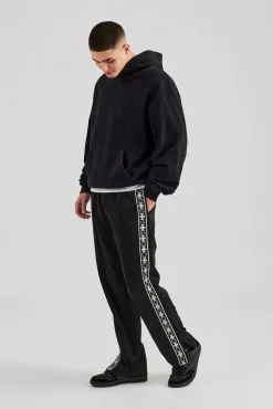 CLO-BOT-TRO Taping Split Hem Track Pant - Black