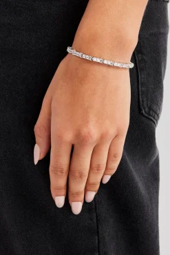 Women JWL-BRA Tennis and Polished Cross Bracelet - 5mm
